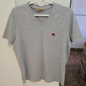 Burberry Gray V-Neck Men's Shirt